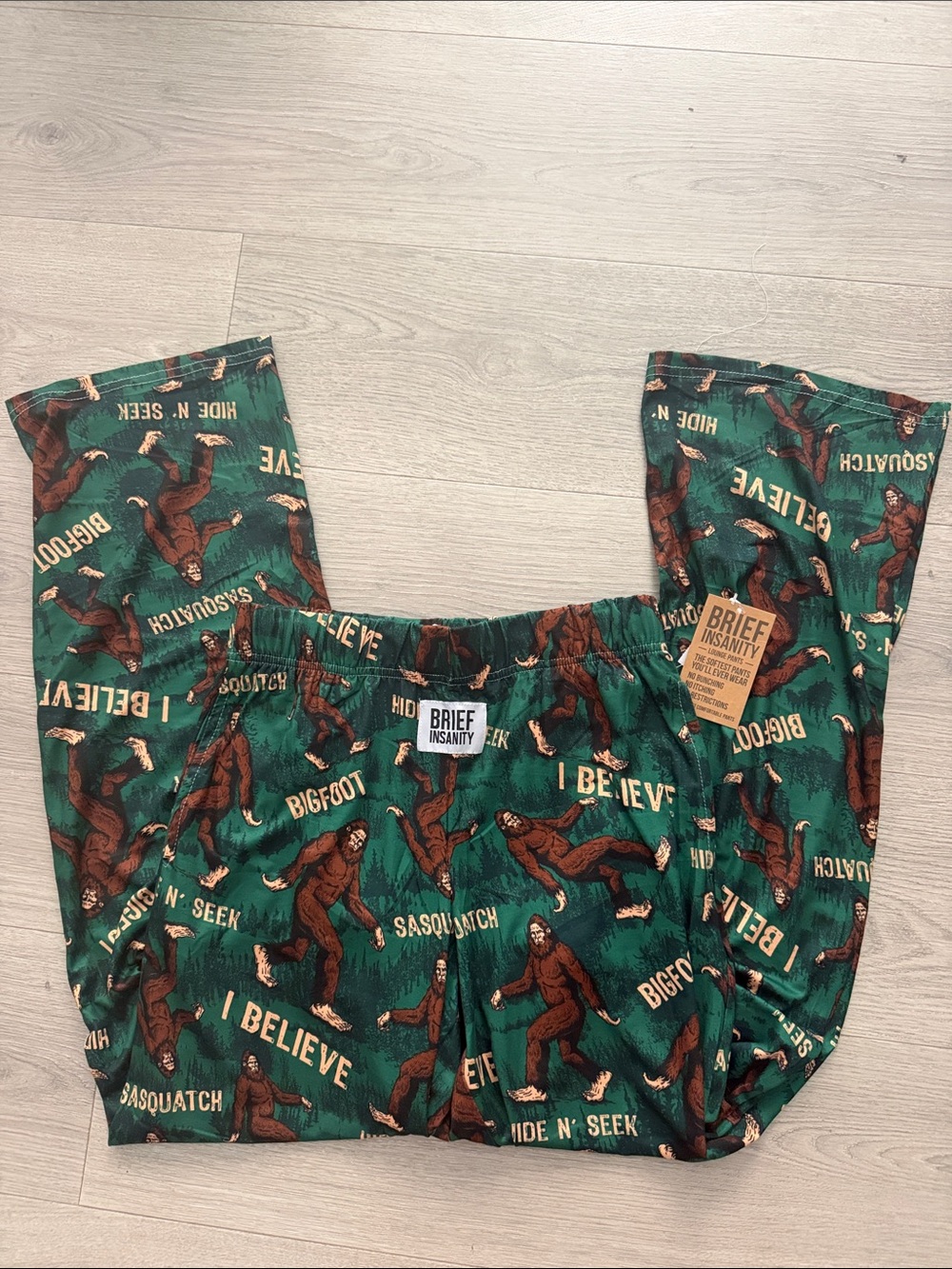Brief Insanity Bigfoot Pajama Pants - Green/Brown Print